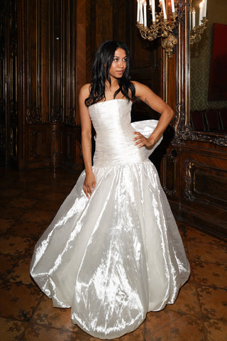 Taffeta Corsets & Sets — textured taffeta, mermaid silhouette with a full hem and open shoulders