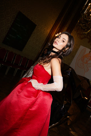 Tanya Bohdan x Caribis bustier evening dress — royal satin and extreme volume
