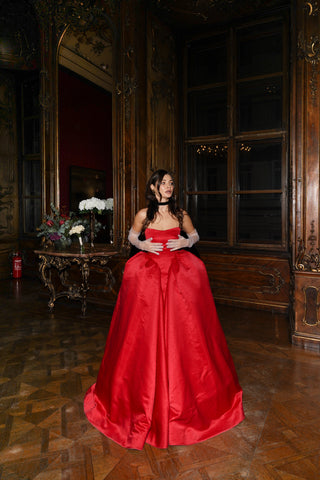 Tanya Bohdan x Caribis bustier evening dress — royal satin and extreme volume