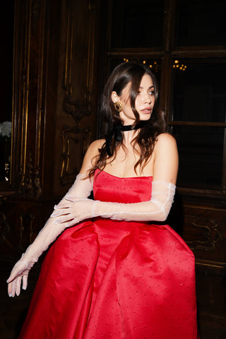 Tanya Bohdan x Caribis bustier evening dress — royal satin and extreme volume