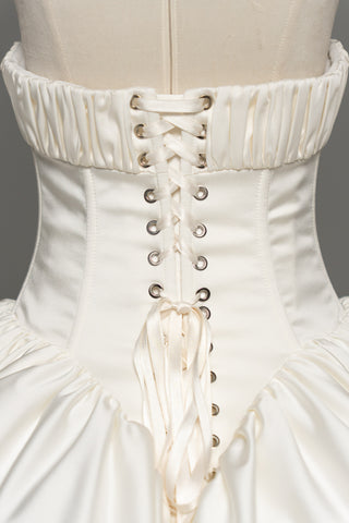 Short wedding dress with a corset bodice and a full skirt - designer piece by Caribis