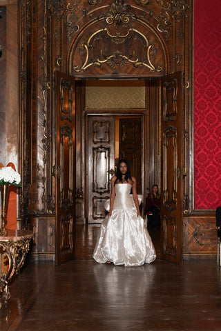 Taffeta Corsets & Sets — textured taffeta, mermaid silhouette with a full hem and open shoulders