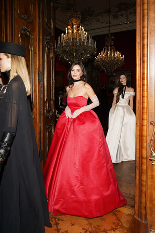 Tanya Bohdan x Caribis bustier evening dress — royal satin and extreme volume