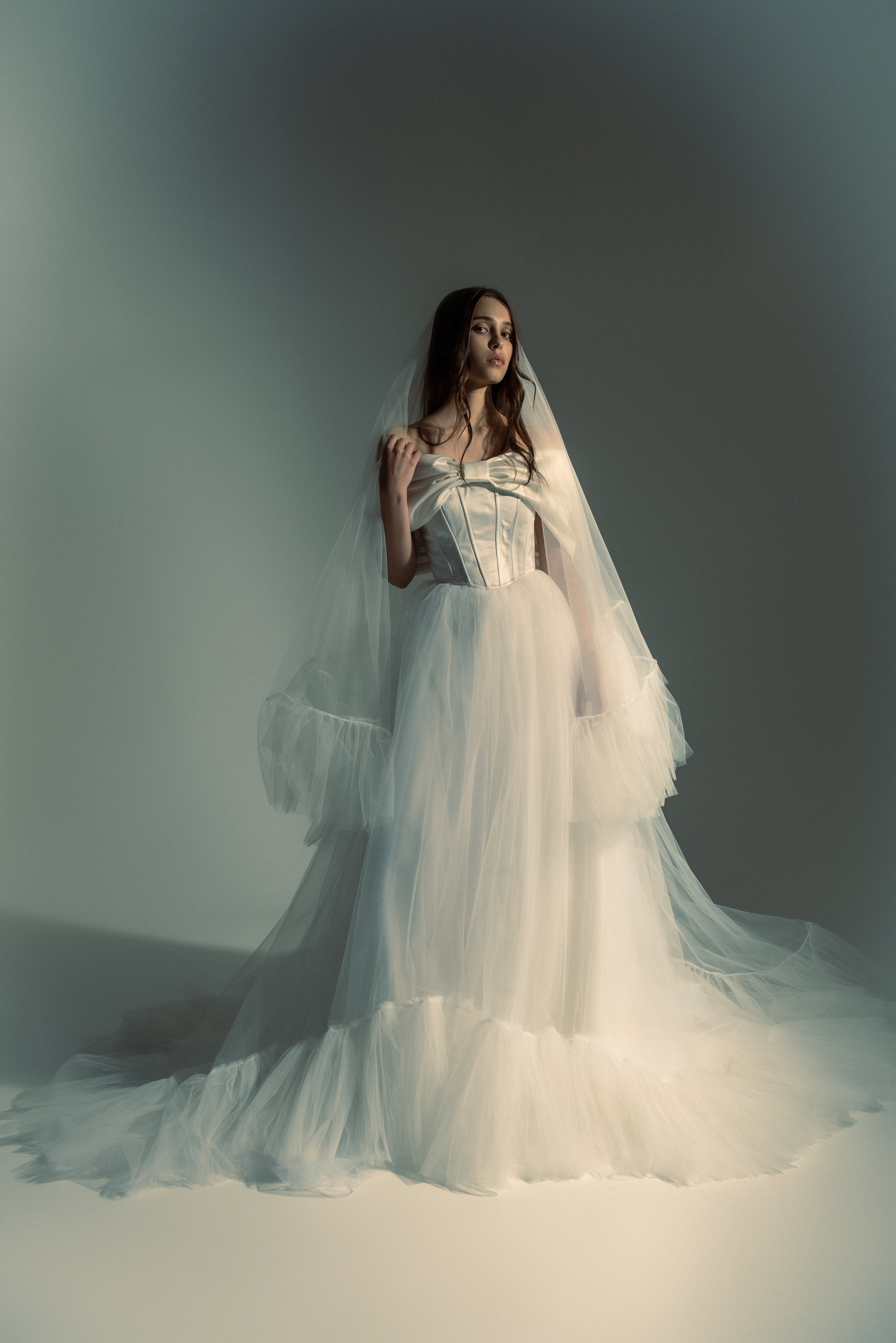 double tier corset dress Ladivine CD310 - Long Sheath Dress