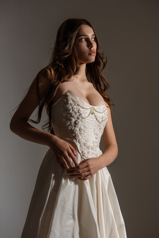 Ethereal Taffeta Bridal Corset Set — Beaded Couture Edition