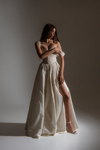 Taffeta Maxi Leg Slit Puffy Skirt, Formal Wear, Prom Dress, Wedding Outfit Separates