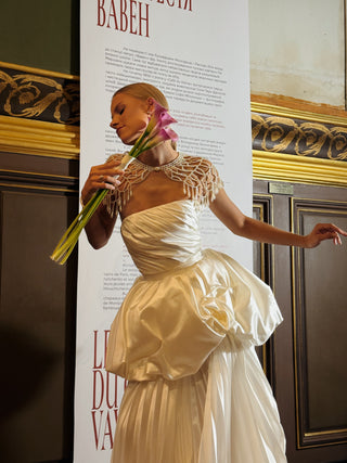 Set with a corset and two pleated skirts — a short fluffy one and a long straight one