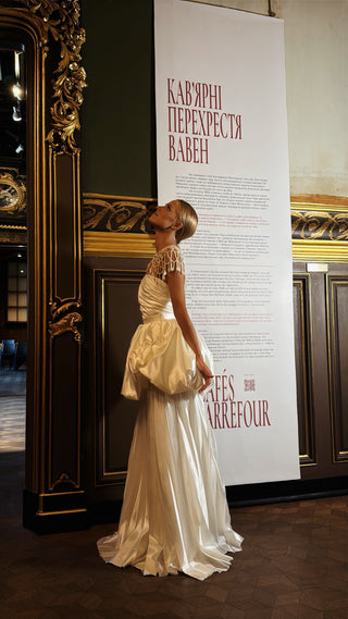 Set with a corset and two pleated skirts — a short fluffy one and a long straight one