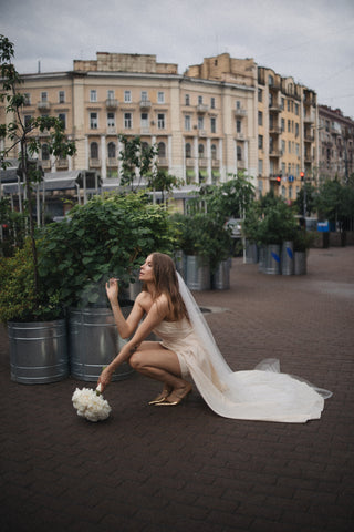 Corset with train — sophisticated minimalism in a contemporary style