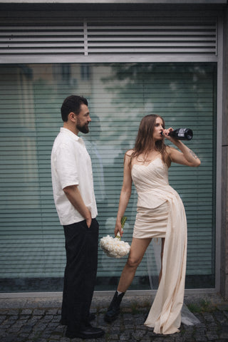 Corset with train — sophisticated minimalism in a contemporary style