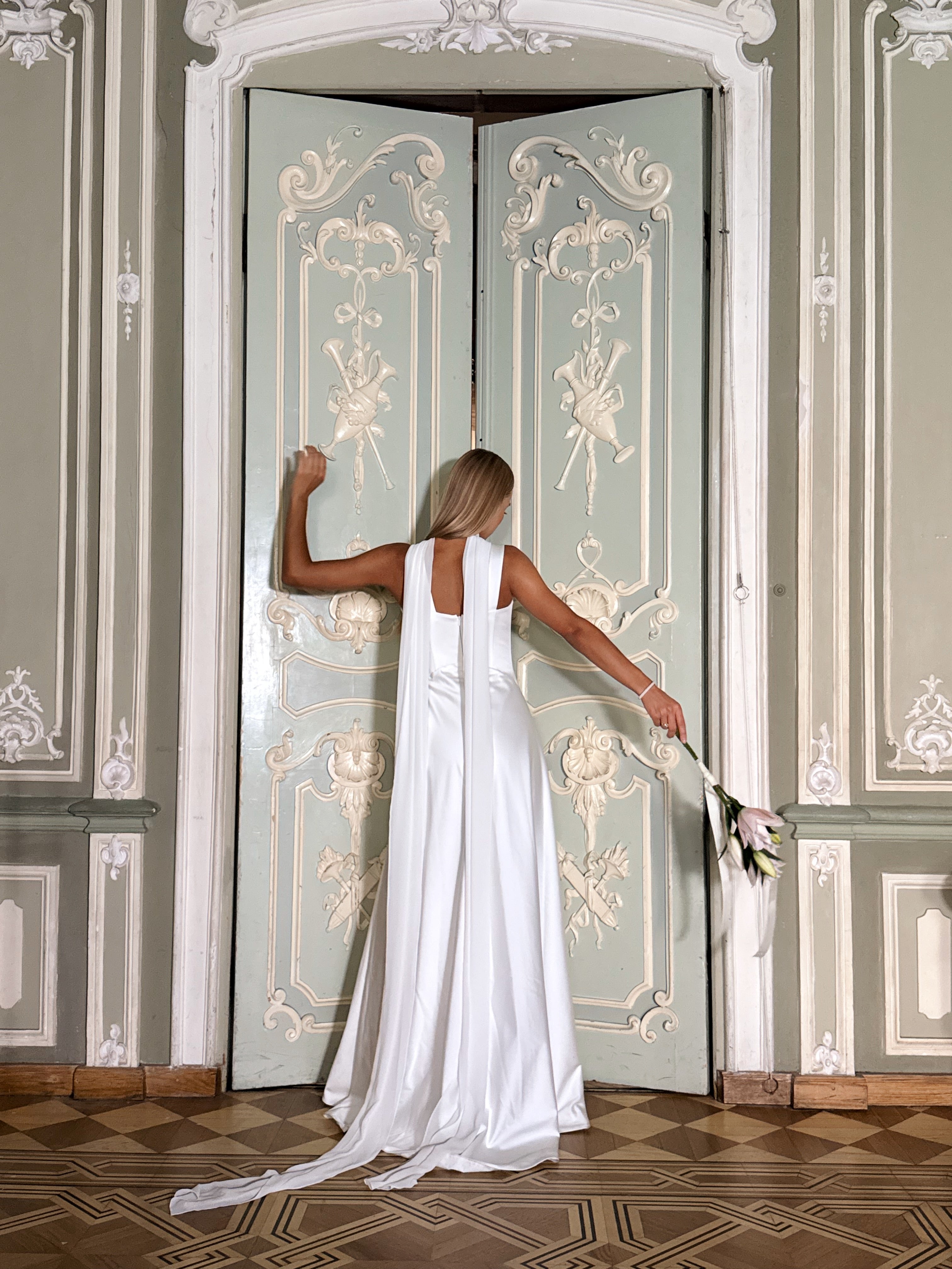 ivory satin aline wedding dress Strapless A-Line Satin Ruched Wedding Dress in Ivory, Ivory / 4
