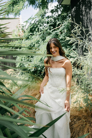 Set with corset and skirt made of natural silk