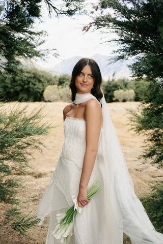 Set with corset and skirt made of natural silk