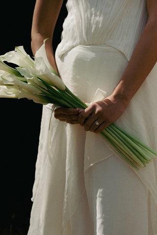 Set with corset and skirt made of natural silk