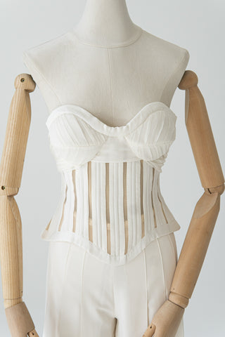 Original product photo — Ivory Crepe Bridal Corset & Wide-Leg Trousers Set