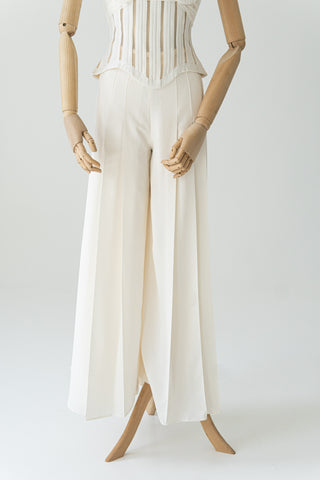 Original product photo — Ivory Crepe Bridal Corset & Wide-Leg Trousers Set