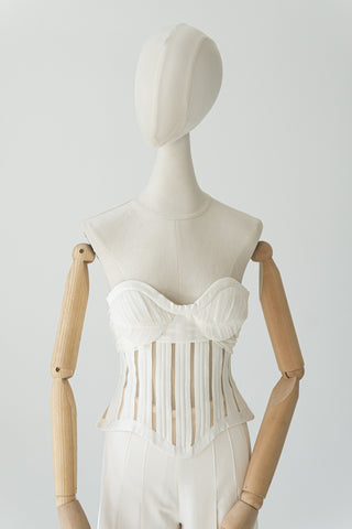 Original product photo — Ivory Crepe Bridal Corset & Wide-Leg Trousers Set