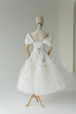 Original product photo — Embroidered Taffeta Corset & Tiered Tulle Midi Skirt Bridal Set