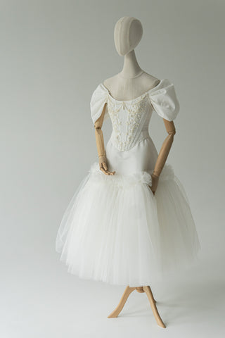Original product photo — Embroidered Taffeta Corset & Tiered Tulle Midi Skirt Bridal Set