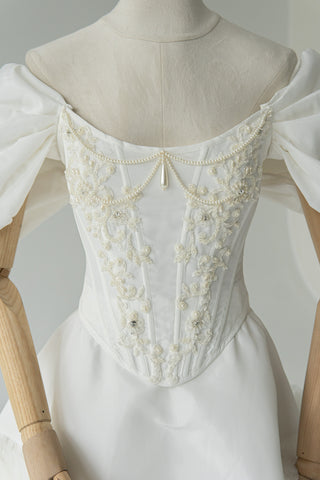 Original product photo — Embroidered Taffeta Corset & Tiered Tulle Midi Skirt Bridal Set