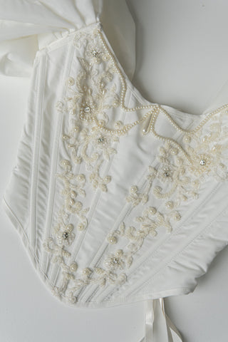 Original product photo — Embroidered Taffeta Corset & Tiered Tulle Midi Skirt Bridal Set