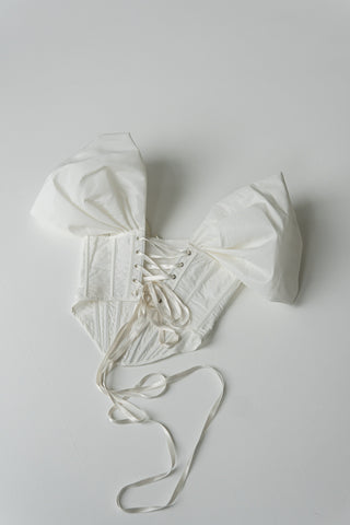 Original product photo — Embroidered Taffeta Corset & Tiered Tulle Midi Skirt Bridal Set