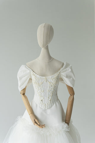 Original product photo — Embroidered Taffeta Corset & Tiered Tulle Midi Skirt Bridal Set