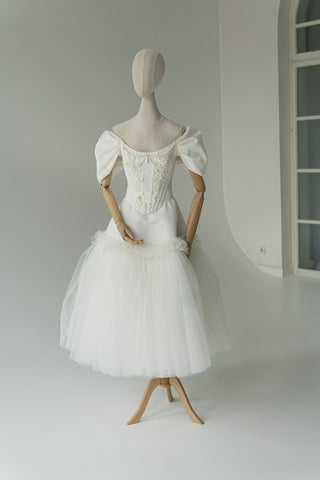 Original product photo — Embroidered Taffeta Corset & Tiered Tulle Midi Skirt Bridal Set
