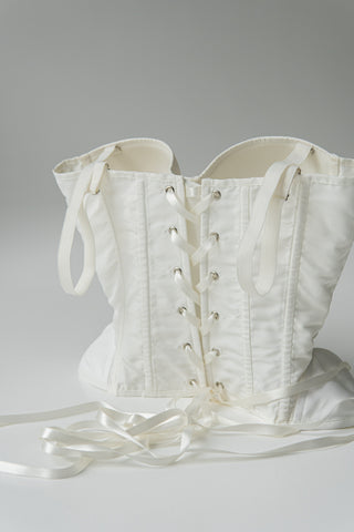 Original product photo — Ivory Taffeta Corset & Tiered Tulle Midi Skirt Bridal Set