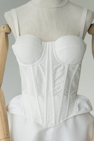 Original product photo — Ivory Taffeta Corset & Tiered Tulle Midi Skirt Bridal Set