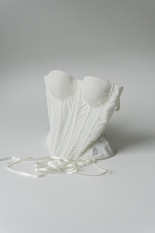 Original product photo — Ivory Taffeta Corset & Tiered Tulle Midi Skirt Bridal Set