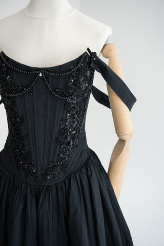 Original product photo — Black Beaded Taffeta Corset & Skirt Set