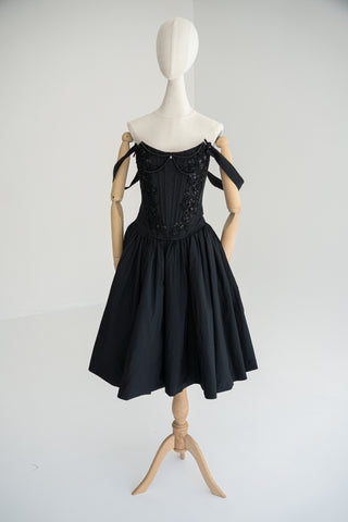 Original product photo — Black Beaded Taffeta Corset & Skirt Set