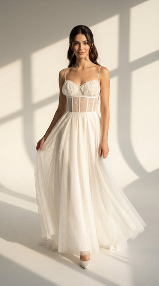 AI-generated styling preview — Maternity Lace Corset Wedding Dress with Pleated Skirt