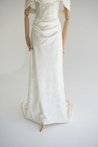 Original product photo — Maternity Jacquard Wedding Dress with Draped Cowl Neckline