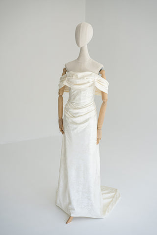 Original product photo — Maternity Jacquard Wedding Dress with Draped Cowl Neckline