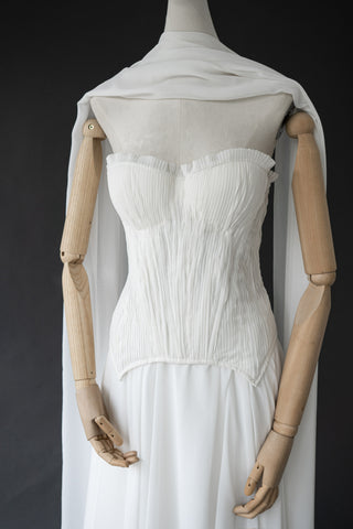 Original product photo — Ivory Draped Chiffon Bridal Dress with Matching Scarf