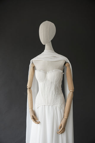 Original product photo — Ivory Draped Chiffon Bridal Dress with Matching Scarf