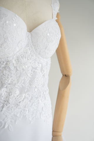 Original product photo — Hand-Embroidered Crepe Mermaid Wedding Dress with Long Train