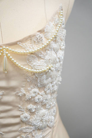 Original product photo — Gold Beaded Taffeta Corset & A-Line Skirt Set