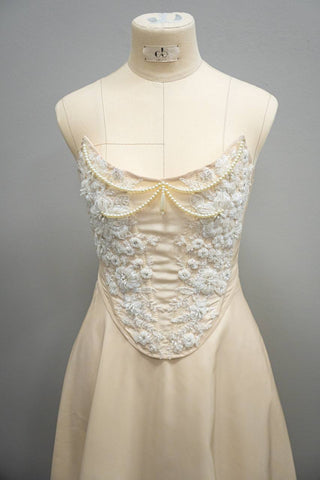 Original product photo — Gold Beaded Taffeta Corset & A-Line Skirt Set