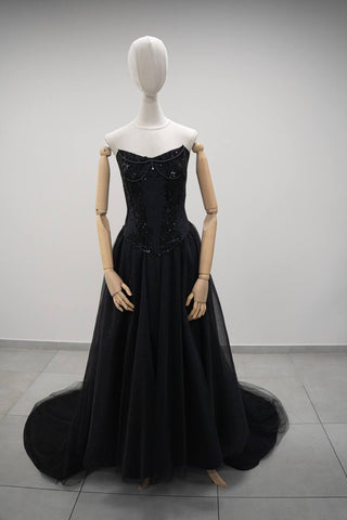 Original product photo — Black Beaded Taffeta Corset & Layered Tulle Skirt Set