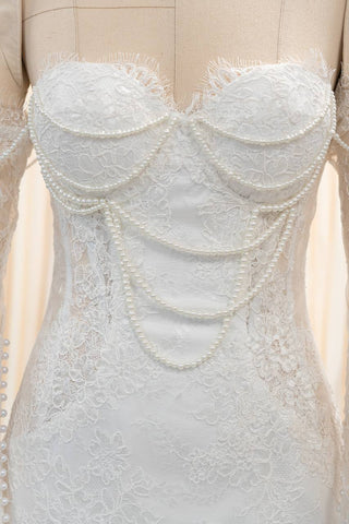 Original product photo — Pearl-Embellished Lace Mermaid Wedding Dress