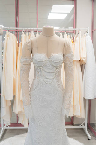 Original product photo — Pearl-Embellished Lace Mermaid Wedding Dress