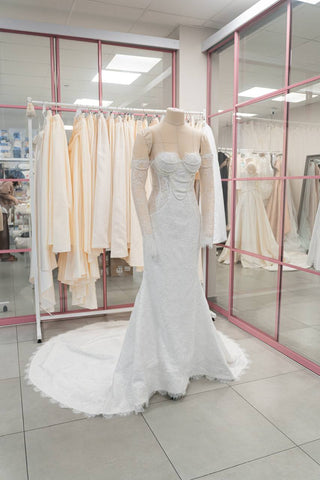 Original product photo — Pearl-Embellished Lace Mermaid Wedding Dress