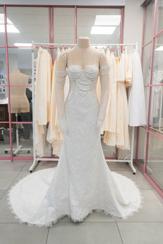 Original product photo — Pearl-Embellished Lace Mermaid Wedding Dress