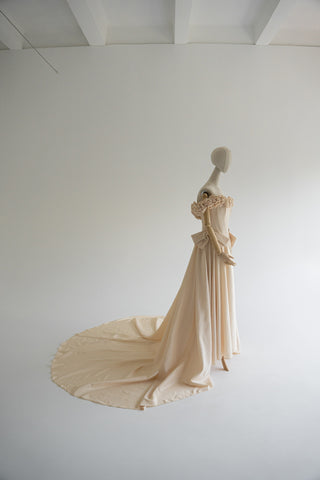Original product photo — Golden Taffeta Wedding Gown with Handmade Roses