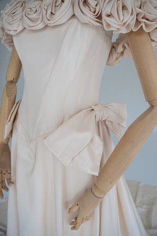 Original product photo — Golden Taffeta Wedding Gown with Handmade Roses