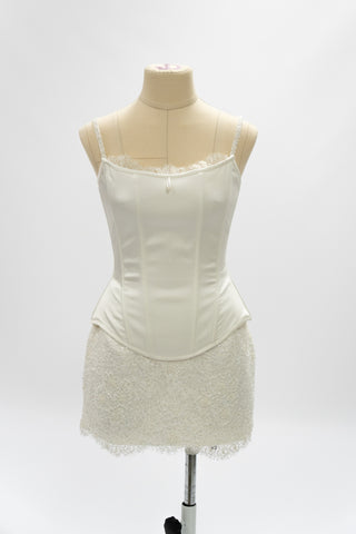 Original product photo — Ivory Lace Bridal Corset & Appliqué Mini Skirt Set