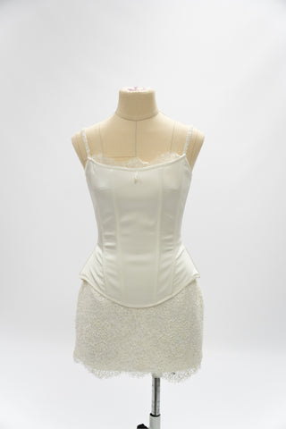Original product photo — Ivory Lace Bridal Corset & Appliqué Mini Skirt Set